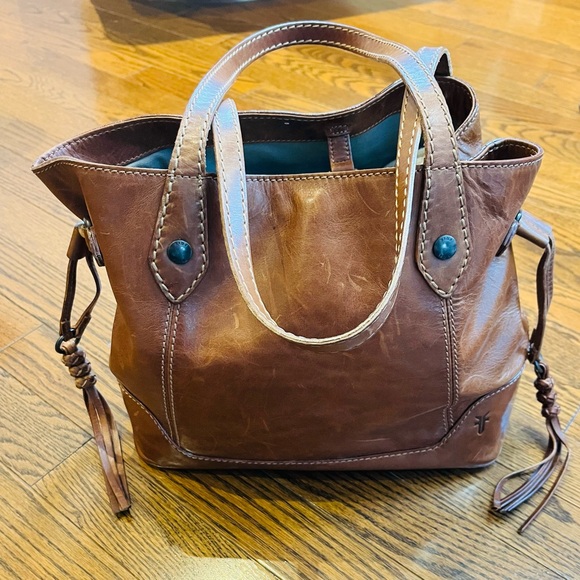 Frye Handbags - Frye Melissa Carryall Cognac Brown Leather Tote Bag
